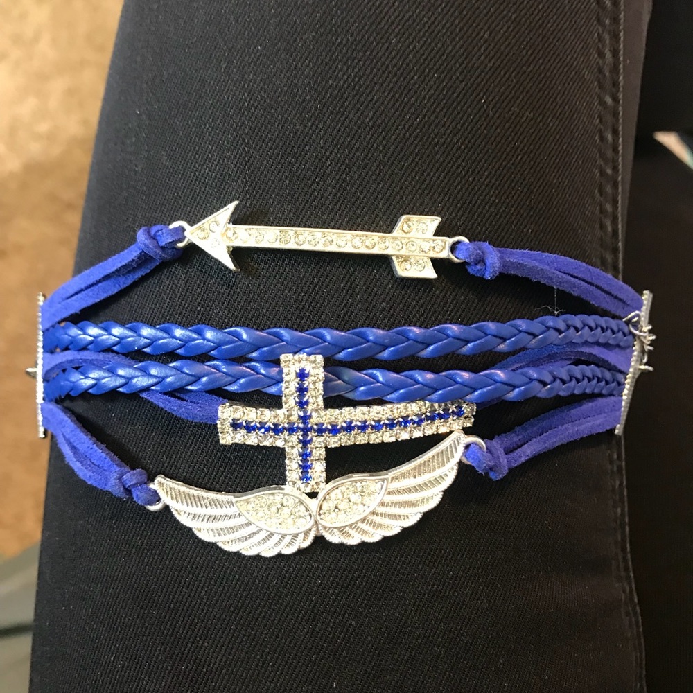 Blue multi-stand bracelet